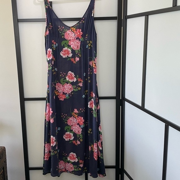 [S] Free People Navy Blue & Pink Softest Floral Maxi Dress Loungewear - Picture 9 of 13